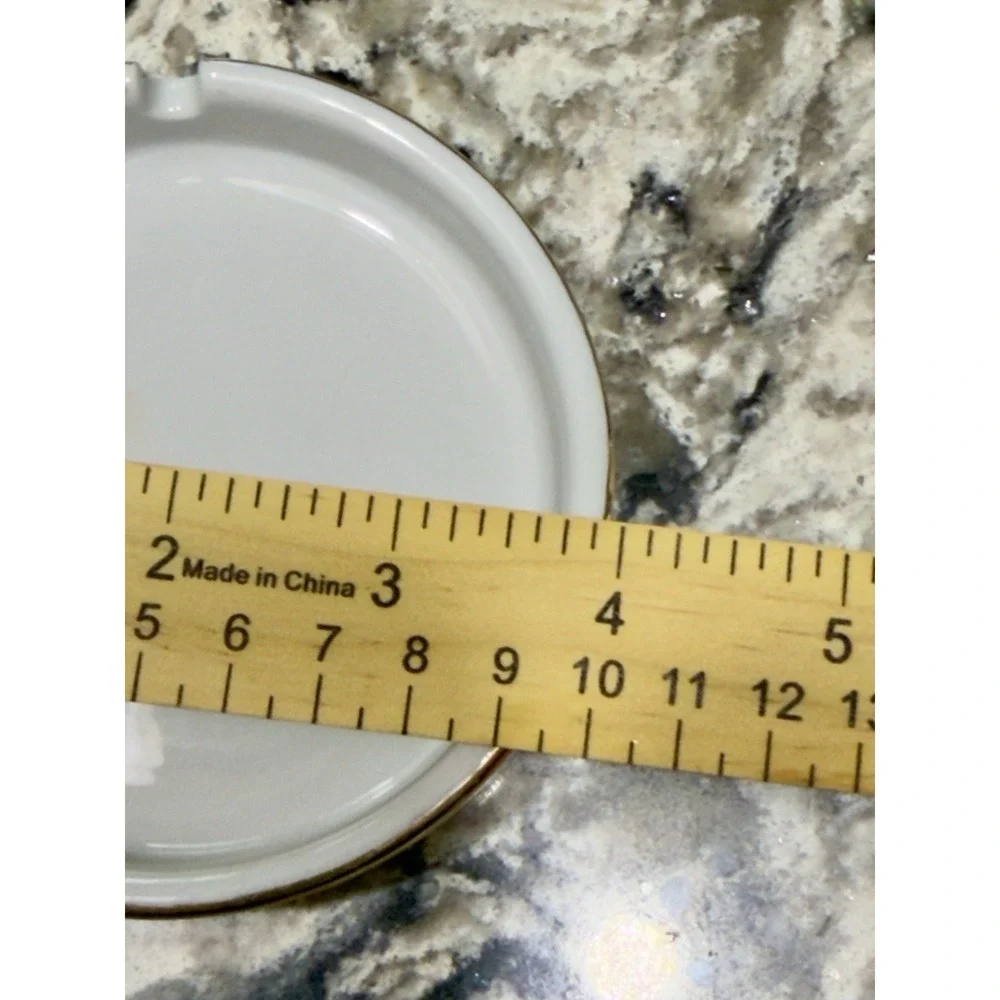 Vintage White Porcelain Ashtray Gold Trim 4